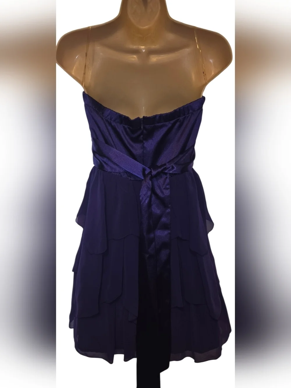 Sequin Hearts Purple Bejeweled Waist Layered Chiffon Prom Dress